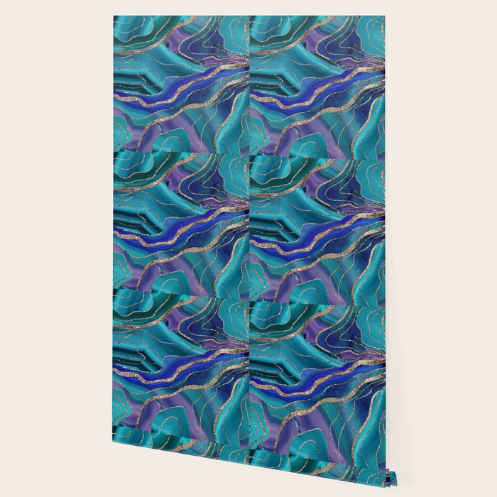Purple Teal Blue Galaxy Nebula Agate Glitter Glam #1 #marble #decor #art #society6 Wallpaper Gallery Image 2