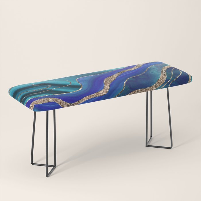 Purple Teal Blue Galaxy Nebula Agate Glitter Glam #1 #marble #decor #art #society6 Bench Gallery Image 1