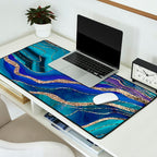 Purple Teal Blue Galaxy Nebula Agate Glitter Glam #1 #marble #decor #art #society6 Desk Mat Gallery Image 2