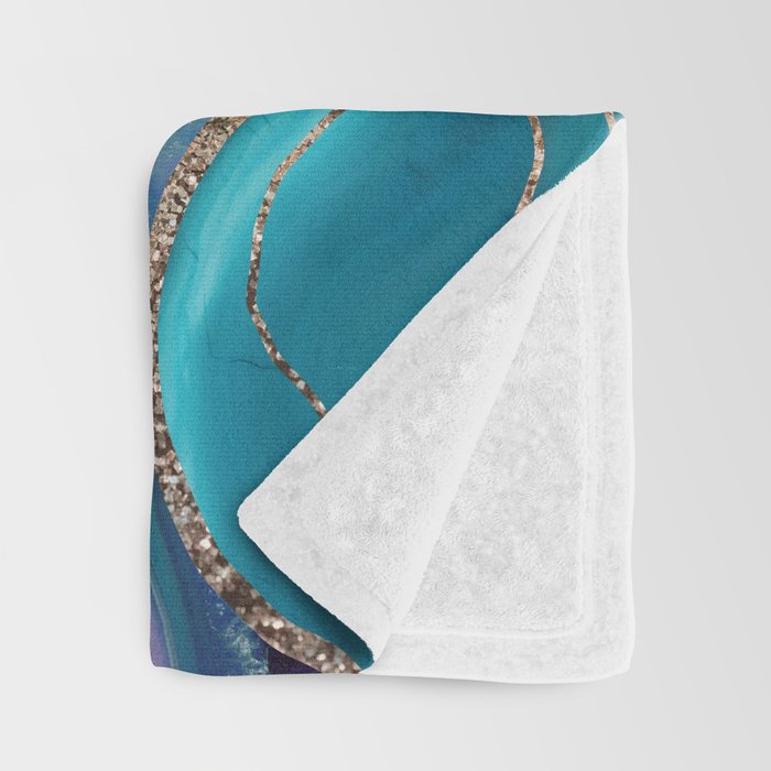 Purple Teal Blue Galaxy Nebula Agate Glitter Glam #1 #marble #decor #art #society6 Throw Blanket Gallery Image 3