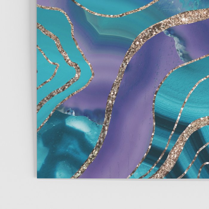 Purple Teal Blue Galaxy Nebula Agate Glitter Glam #1 #marble #decor #art #society6 Poster Gallery Image 3