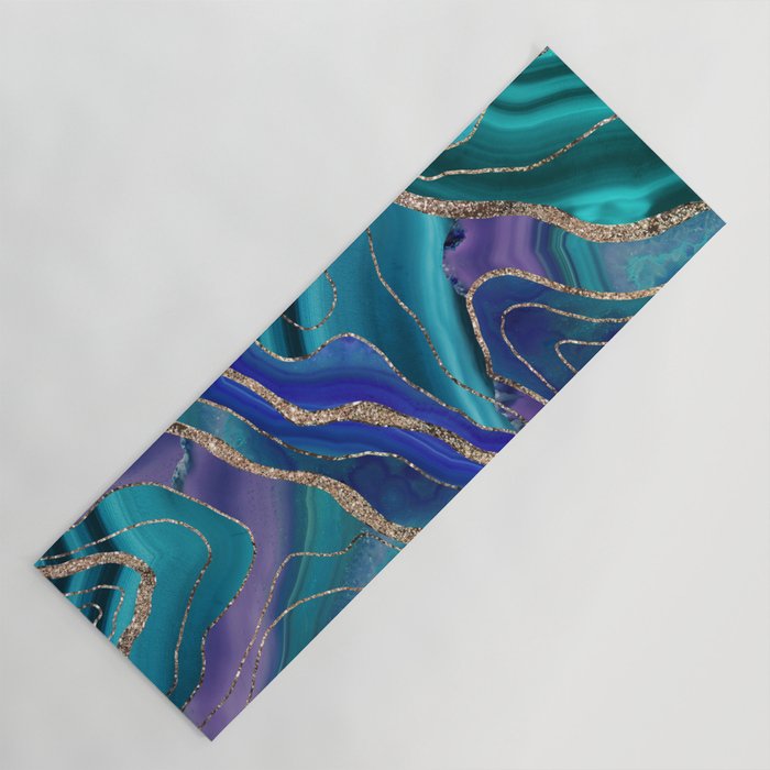 Purple Teal Blue Galaxy Nebula Agate Glitter Glam #1 #marble #decor #art #society6 Yoga Mat Gallery Image 1