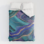 Purple Teal Blue Galaxy Nebula Agate Glitter Glam #1 #marble #decor #art #society6 Duvet Cover Gallery Image 6