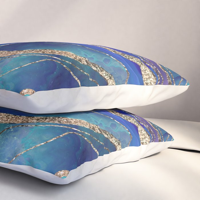 Purple Teal Blue Galaxy Nebula Agate Glitter Glam #1 #marble #decor #art #society6 Pillow Sham Gallery Image 3