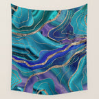 Purple Teal Blue Galaxy Nebula Agate Glitter Glam #1 #marble #decor #art #society6 Wall Tapestry Gallery Image 4