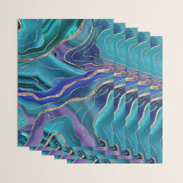 Purple Teal Blue Galaxy Nebula Agate Glitter Glam #1 #marble #decor #art #society6 Wrapping Paper Gallery Image 3
