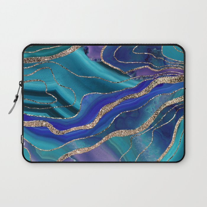 Purple Teal Blue Galaxy Nebula Agate Glitter Glam #1 #marble #decor #art #society6 Laptop Sleeve Gallery Image 1