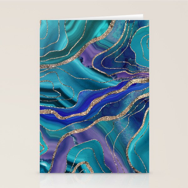 Purple Teal Blue Galaxy Nebula Agate Glitter Glam #1 #marble #decor #art #society6 Stationery Card Gallery Image 2