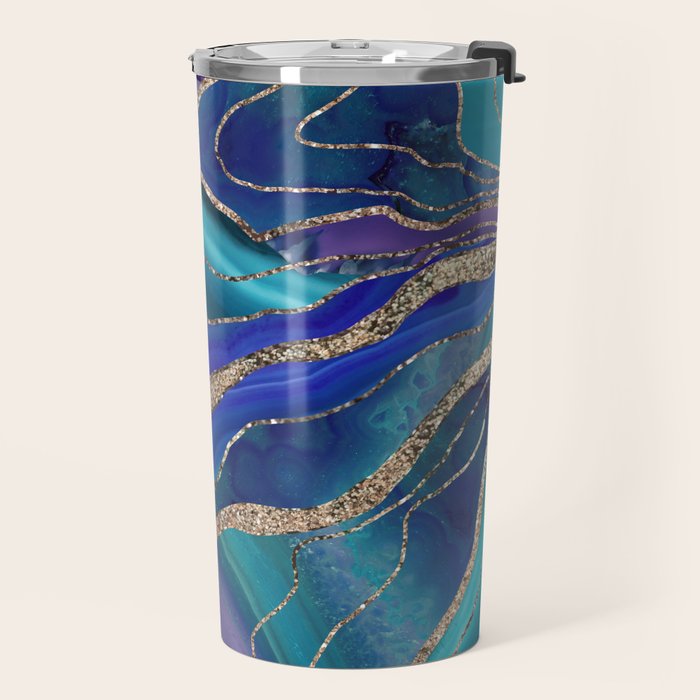 Purple Teal Blue Galaxy Nebula Agate Glitter Glam #1 #marble #decor #art #society6 Travel Mug Gallery Image 2
