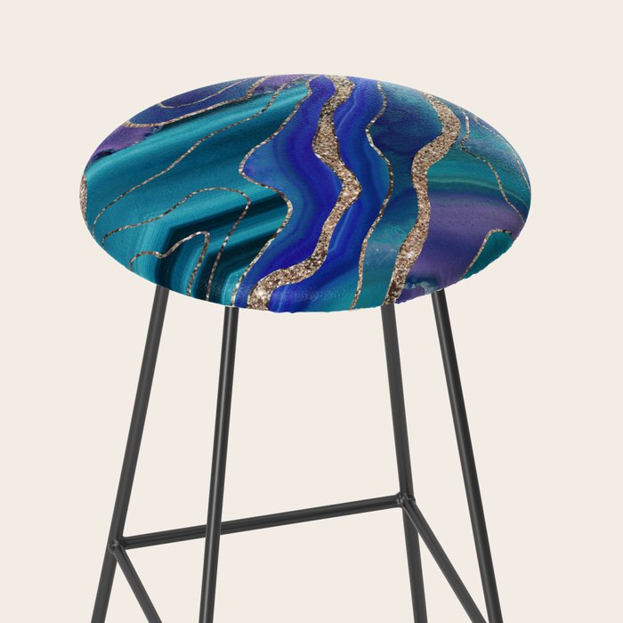 Purple Teal Blue Galaxy Nebula Agate Glitter Glam #1 #marble #decor #art #society6 Stool Gallery Image 2