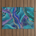 Purple Teal Blue Galaxy Nebula Agate Glitter Glam #1 #marble #decor #art #society6 Outdoor Rug Gallery Image 1