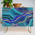 Purple Teal Blue Galaxy Nebula Agate Glitter Glam #1 #marble #decor #art #society6 Credenza Gallery Image 1