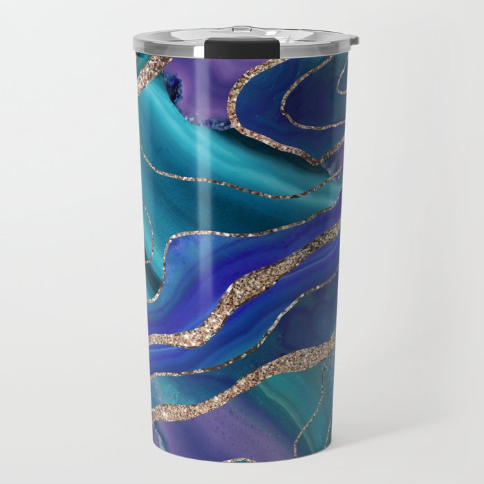 Purple Teal Blue Galaxy Nebula Agate Glitter Glam #1 #marble #decor #art #society6 Travel Mug Gallery Image 1