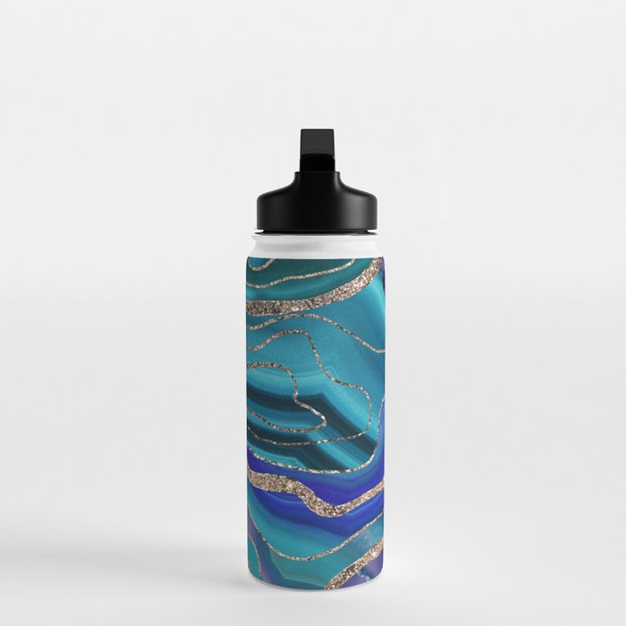Purple Teal Blue Galaxy Nebula Agate Glitter Glam #1 #marble #decor #art #society6 Water Bottle Gallery Image 3