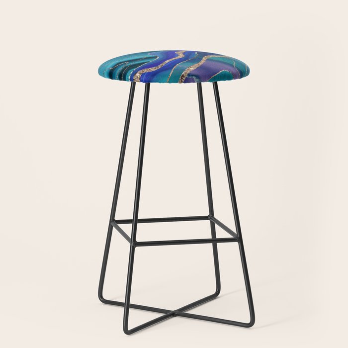 Purple Teal Blue Galaxy Nebula Agate Glitter Glam #1 #marble #decor #art #society6 Stool Gallery Image 1