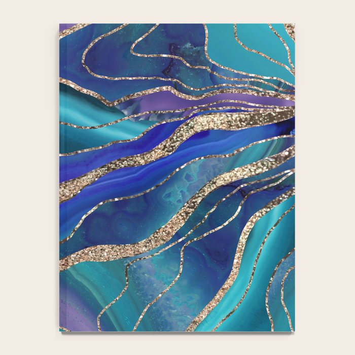 Purple Teal Blue Galaxy Nebula Agate Glitter Glam #1 #marble #decor #art #society6 Notebook Gallery Image 4