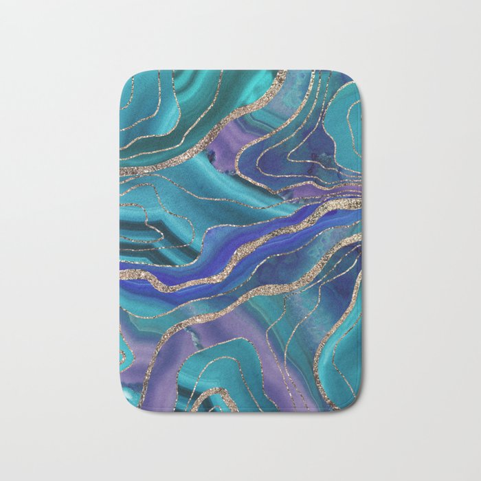 Purple Teal Blue Galaxy Nebula Agate Glitter Glam #1 #marble #decor #art #society6 Bath Mat Gallery Image 1