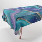 Purple Teal Blue Galaxy Nebula Agate Glitter Glam #1 #marble #decor #art #society6 Tablecloth Gallery Image 1