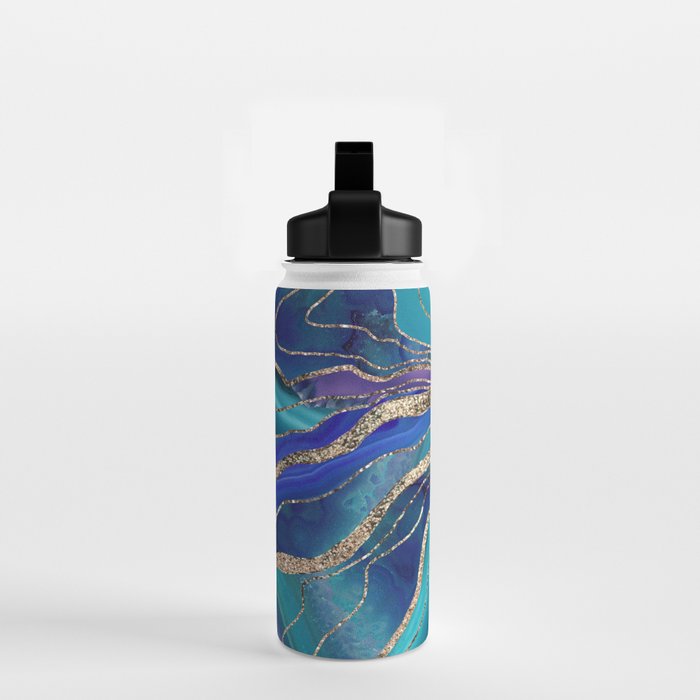 Purple Teal Blue Galaxy Nebula Agate Glitter Glam #1 #marble #decor #art #society6 Water Bottle Gallery Image 2