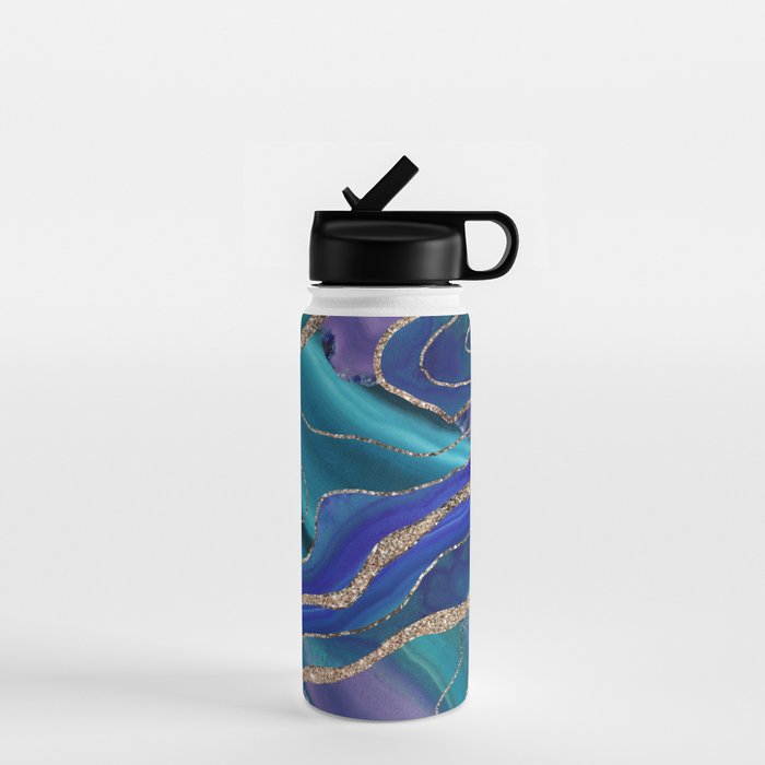 Purple Teal Blue Galaxy Nebula Agate Glitter Glam #1 #marble #decor #art #society6 Water Bottle Gallery Image 1