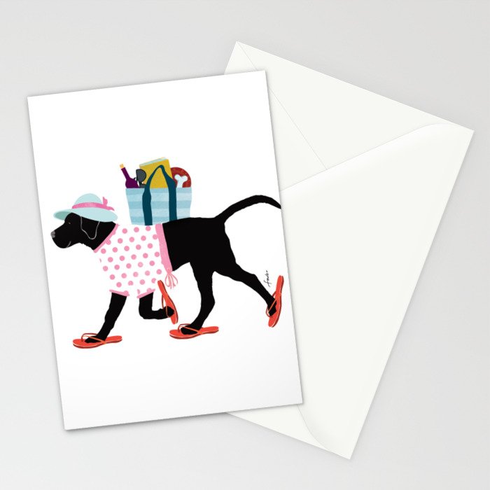 Black Dog labrador beach art Stationery Card Gallery Image 2