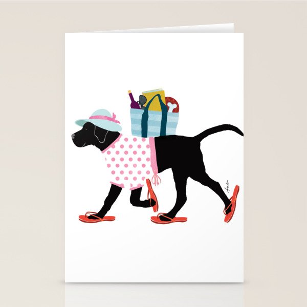 Black Dog labrador beach art Stationery Card Gallery Image 2