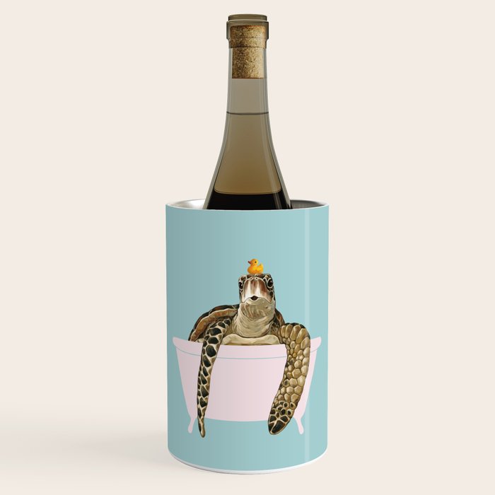 Sea Turtle in Bathtub in Blue Wine Chiller Gallery Image 1