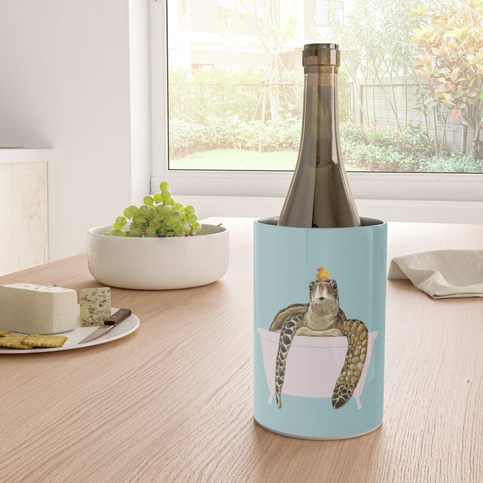 Sea Turtle in Bathtub in Blue Wine Chiller Gallery Image 4