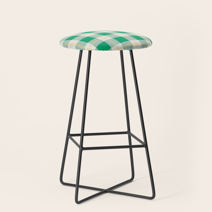 green vintage gingham  Stool Gallery Image 1