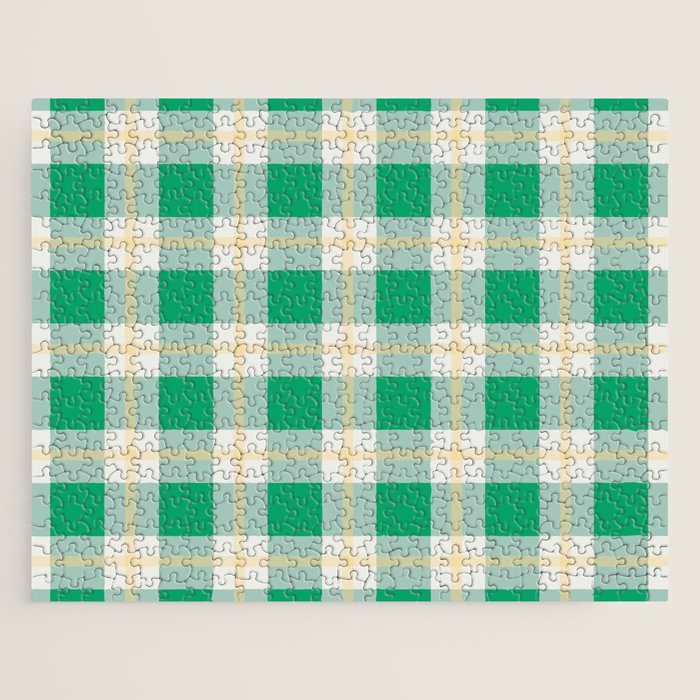 green vintage gingham  Jigsaw Puzzle Gallery Image 1