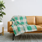 green vintage gingham  Throw Blanket Gallery Image 1