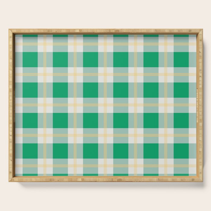 green vintage gingham  Serving Tray Gallery Image 1