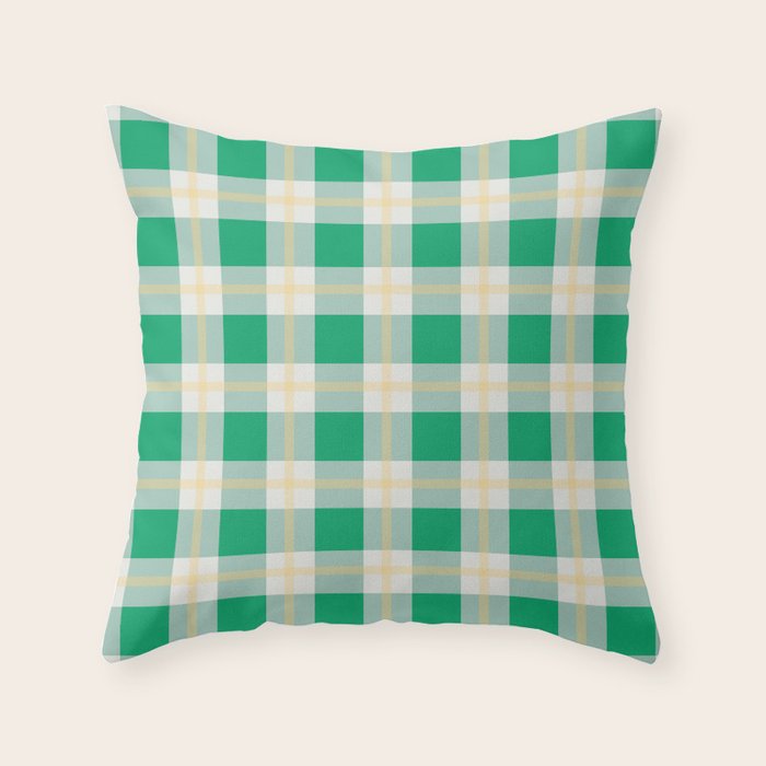 green vintage gingham  Throw Pillow Gallery Image 6