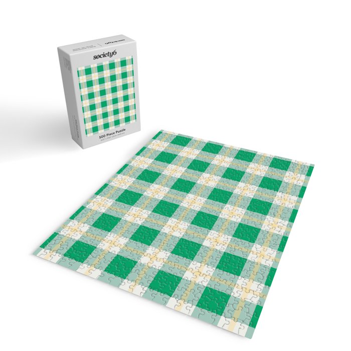 green vintage gingham  Jigsaw Puzzle Gallery Image 2