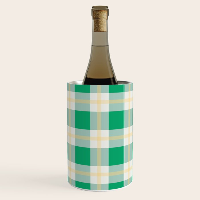 green vintage gingham  Wine Chiller Gallery Image 1
