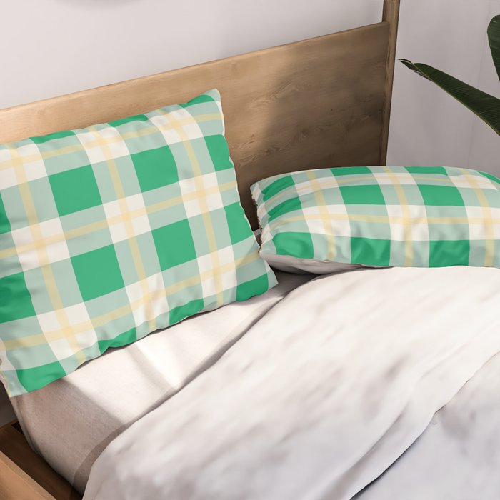 green vintage gingham  Pillow Sham Gallery Image 2