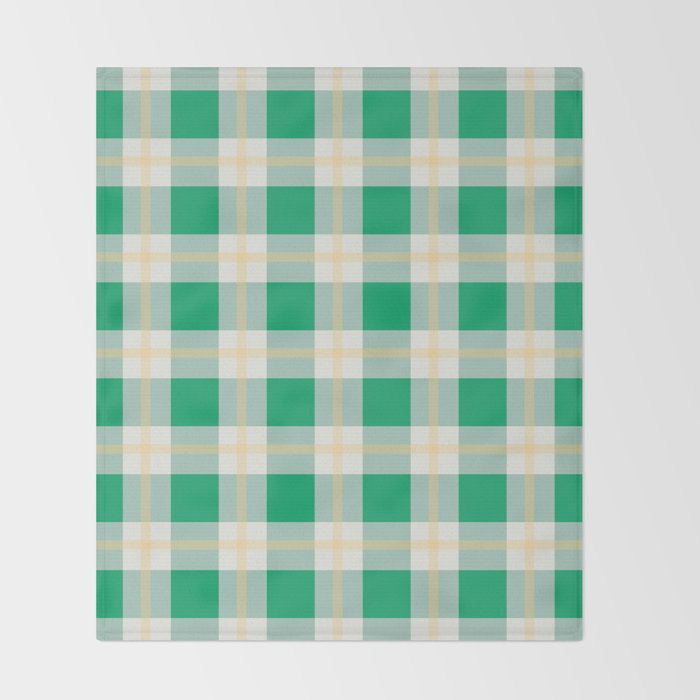 green vintage gingham  Throw Blanket Gallery Image 2