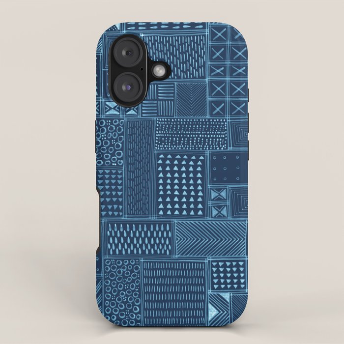 African Indigo Tribal Mud Cloth iPhone Case Gallery Image 1