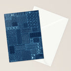 African Indigo Tribal Mud Cloth Stationery Card Gallery Image 2