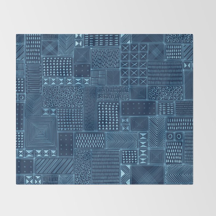African Indigo Tribal Mud Cloth Throw Blanket Gallery Image 2