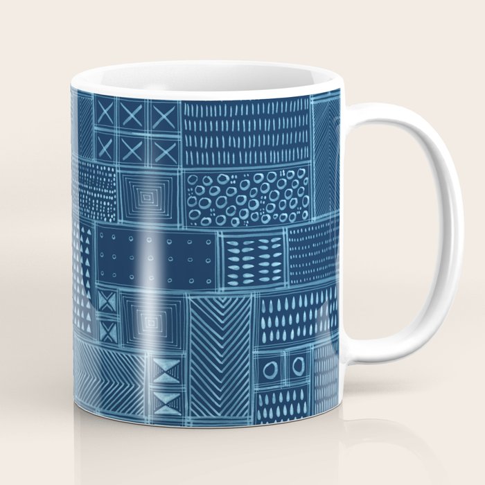 African Indigo Tribal Mud Cloth Coffee Mug Gallery Image 1