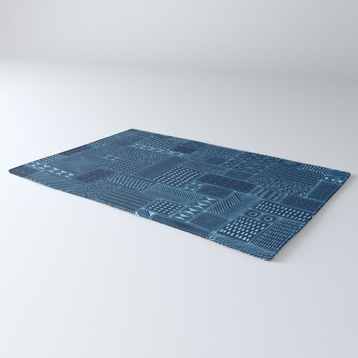 African Indigo Tribal Mud Cloth Rug Gallery Image 3