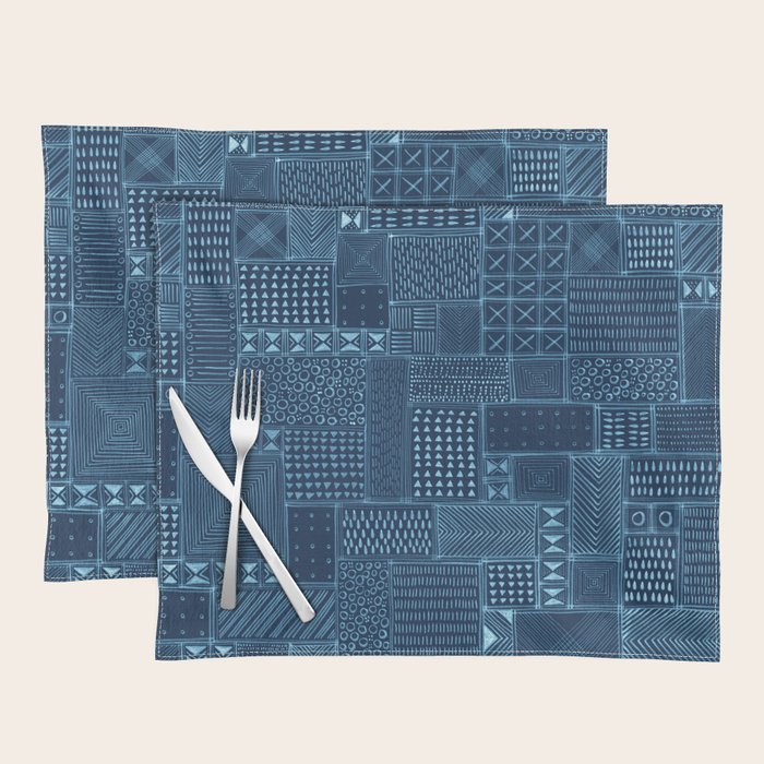 African Indigo Tribal Mud Cloth Placemat Gallery Image 1