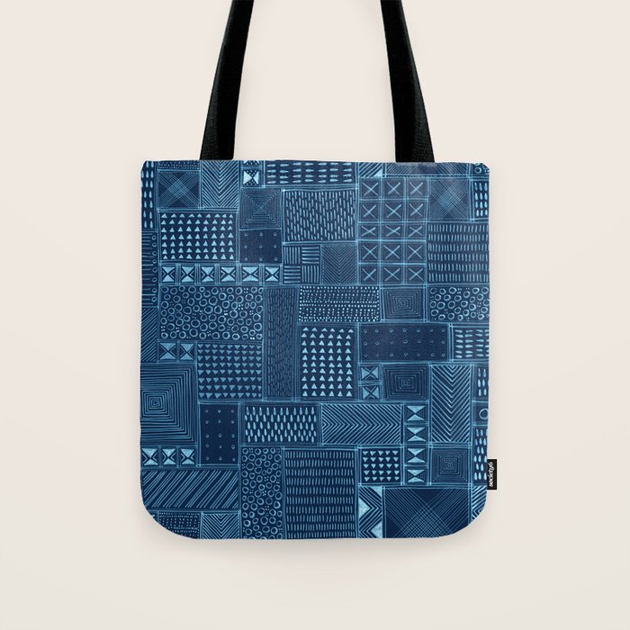 African Indigo Tribal Mud Cloth Tote Bag Gallery Image 1