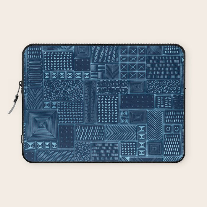 African Indigo Tribal Mud Cloth Laptop Sleeve Gallery Image 1