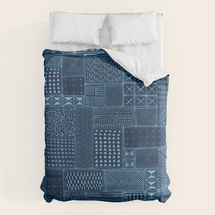 African Indigo Tribal Mud Cloth Duvet Cover Gallery Image 1