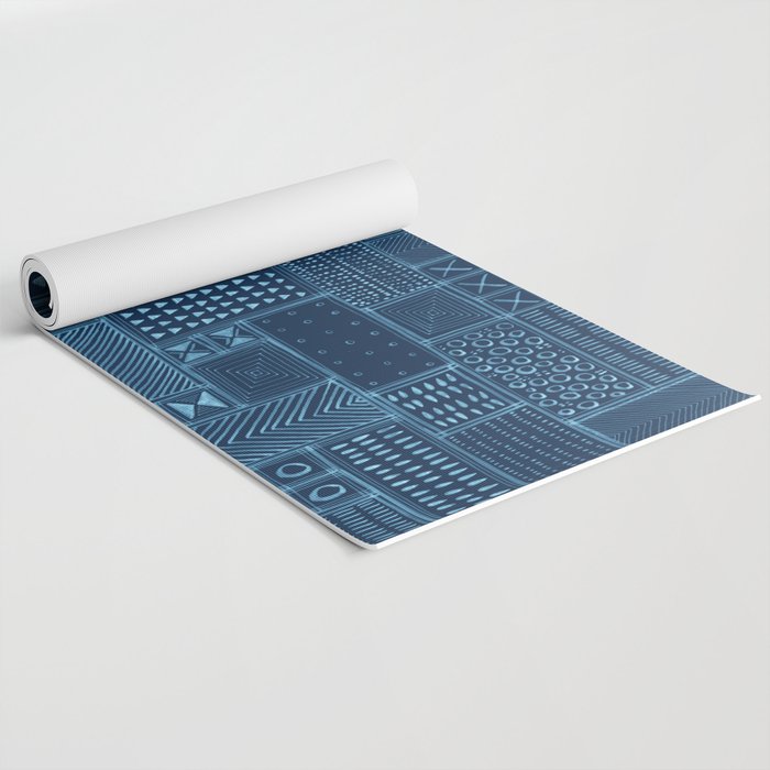 African Indigo Tribal Mud Cloth Yoga Mat Gallery Image 2