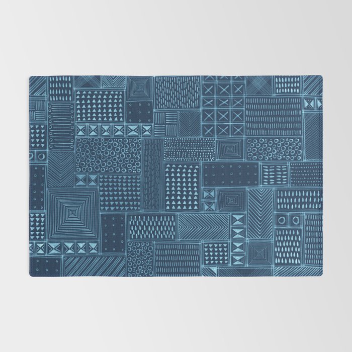 African Indigo Tribal Mud Cloth Rug Gallery Image 2