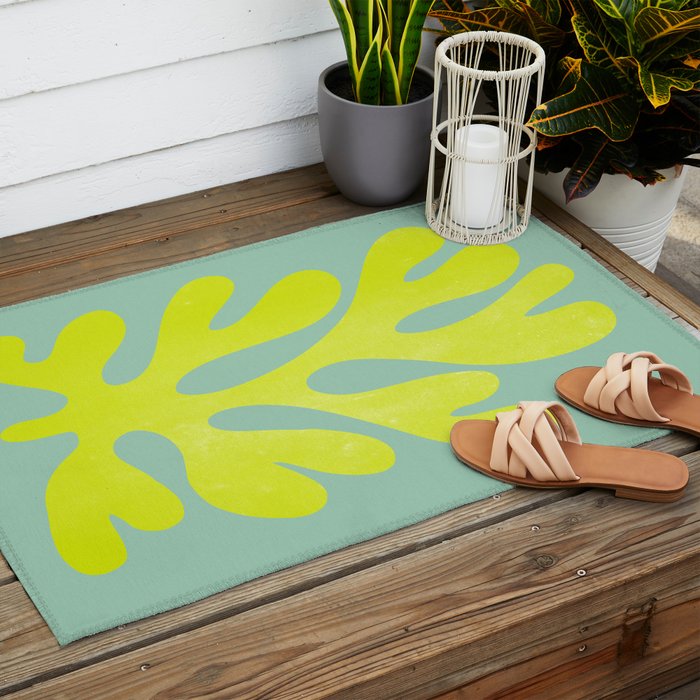 Lime & Sea Green: Matisse Paper Cutouts 06 Outdoor Rug Gallery Image 2