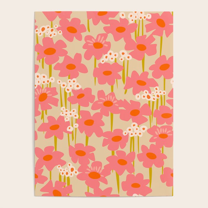 Relax in your summer meadow - floral shapes pattern Poster Gallery Image 1